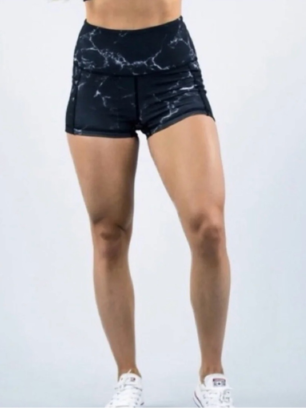 BuffBunny Black Marble Print Biker Shorts